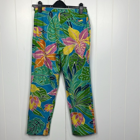 Lauren Ralph Lauren Womens Pants 6 Blue Green Pink Side Zip Floral Back Pocket - Picture 6 of 10